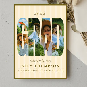 Yellow Stripe Photo Graduation Announcement