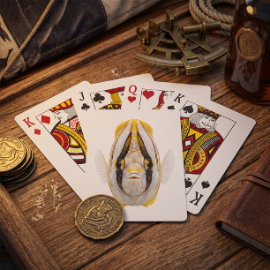 Yellow Striped Angelfish Portrait Playing Cards