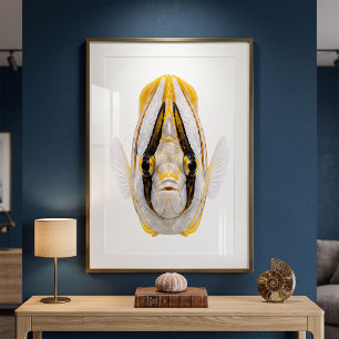 Yellow Striped Angelfish Portrait Poster