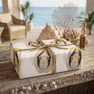 Yellow Striped Angelfish Portrait Wrapping Paper