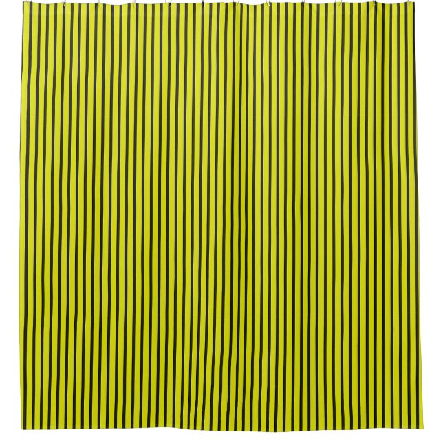 💛 Yellow Striped Glow ✨ Modern Minimal Texture Shower Curtain (Front)
