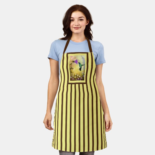 Yellow Striped Hummingbird Apron (Medium) (Worn)