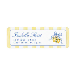 Yellow Striped Lemon Baby Shower Return Address