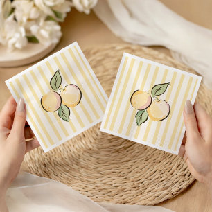 Yellow Striped Orange Citrus Baby Shower Napkin