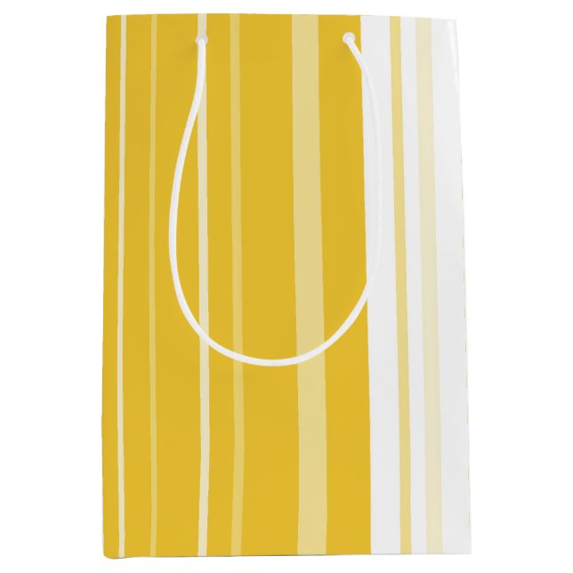 Yellow Striped Pattern Medium Gift Bag (Front)