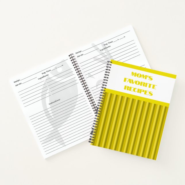 Yellow Striped Spiral Recipe Notebook (Inside)