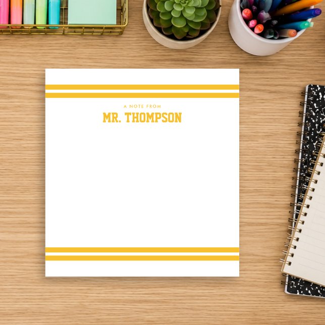 Yellow Striped Teacher School Notepad (Creator Uploaded)