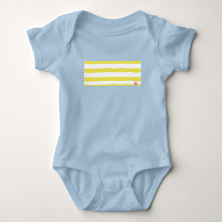Yellow stripes and a pink crown baby bodysuit