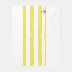 Yellow stripes and a pink crown Fleece Blanket