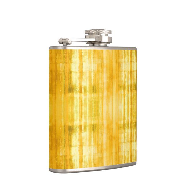 Yellow Stripes Art Pattern Hip Flask (Right)