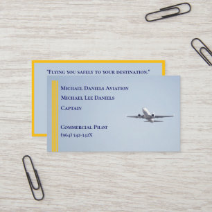 Yellow Stripes Commercial  Aeroplane Captain Pilot Business Card