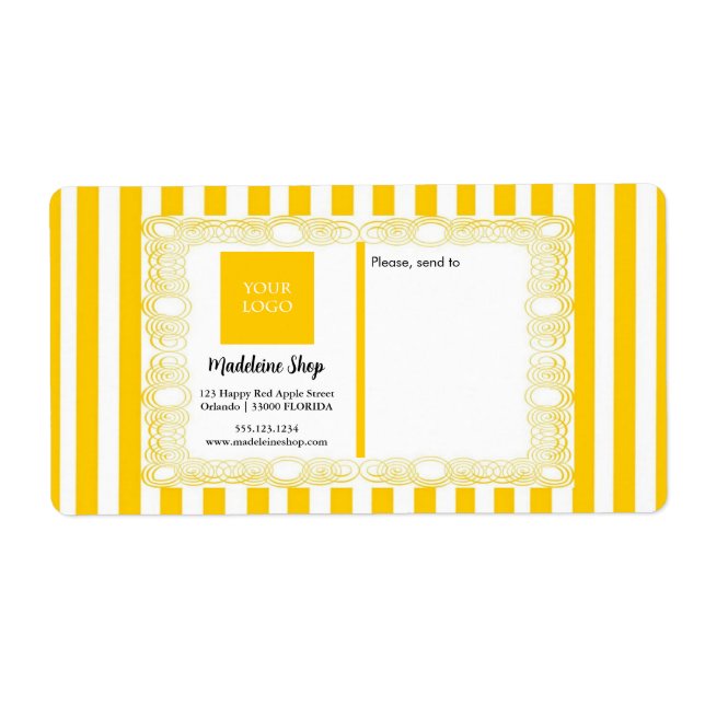 Yellow Stripes & Curly Frame & Logo (Front)