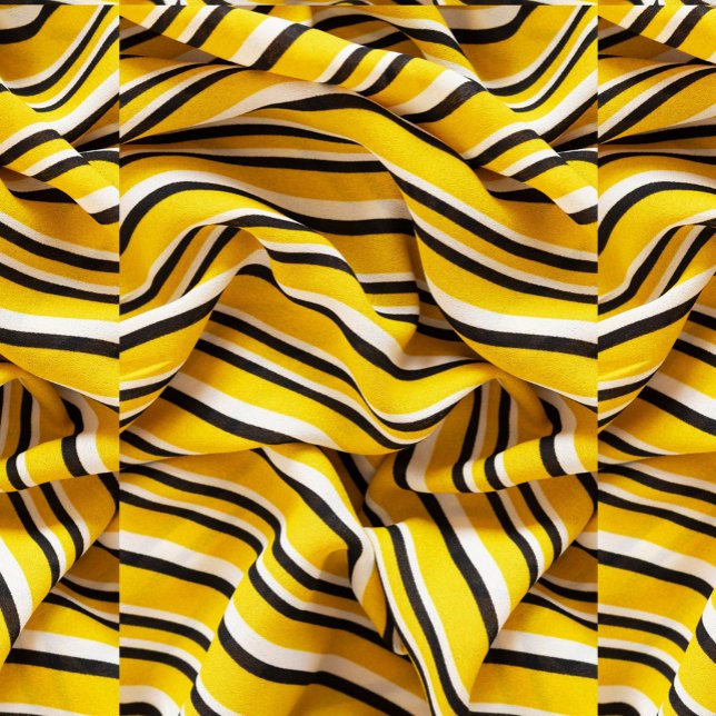 Yellow Stripes Fabric Leggings (A piece of fabric with a striped pattern in yellow, black, and white, the fabric is draped,)