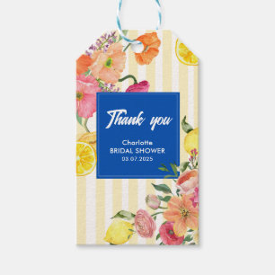 Yellow stripes italian lemon Bridal Shower favour Gift Tags