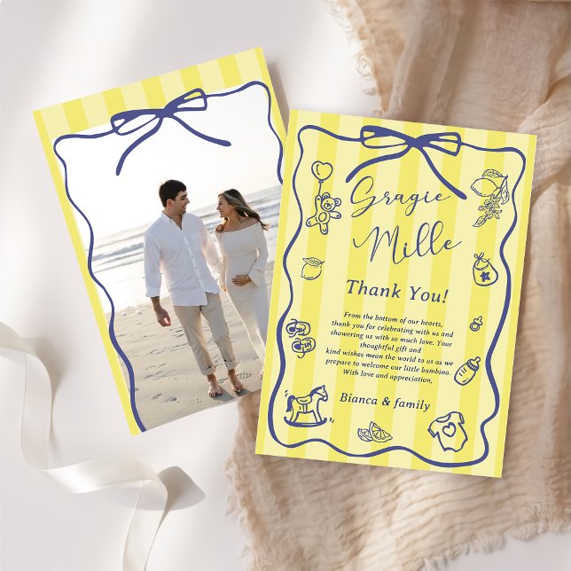 Yellow Stripes Italian Themed Ciao Baby Shower Invitation (Creator Uploaded)