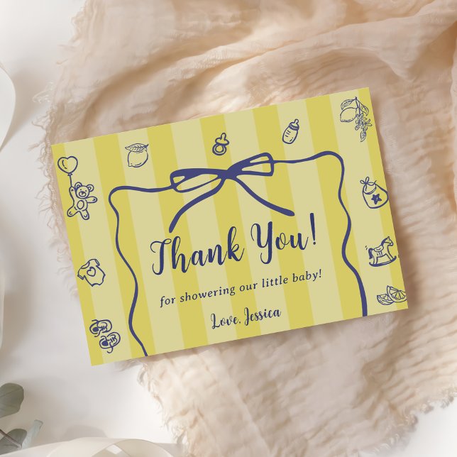 Yellow Stripes Italian Themed Ciao Baby Thank You Card (Creator Uploaded)