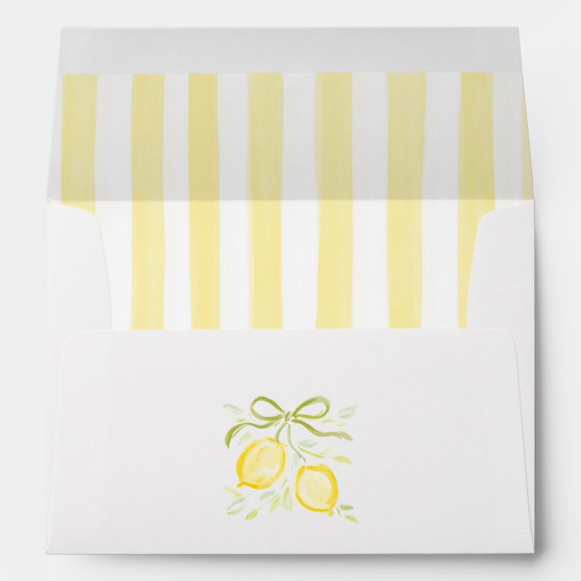 Yellow Stripes Lemon Branches With Bow Envelope (Back (Bottom))