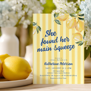 Yellow Stripes Lemon Bridal Shower Invitation