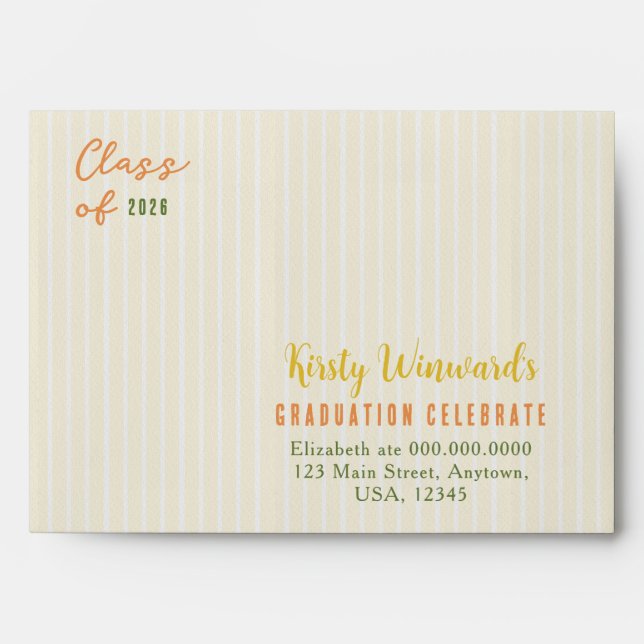 Yellow Stripes Lemons and Flowers Graduation Envelope (Front)
