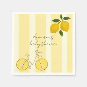 Yellow Stripes Lemons Baby Shower Napkin