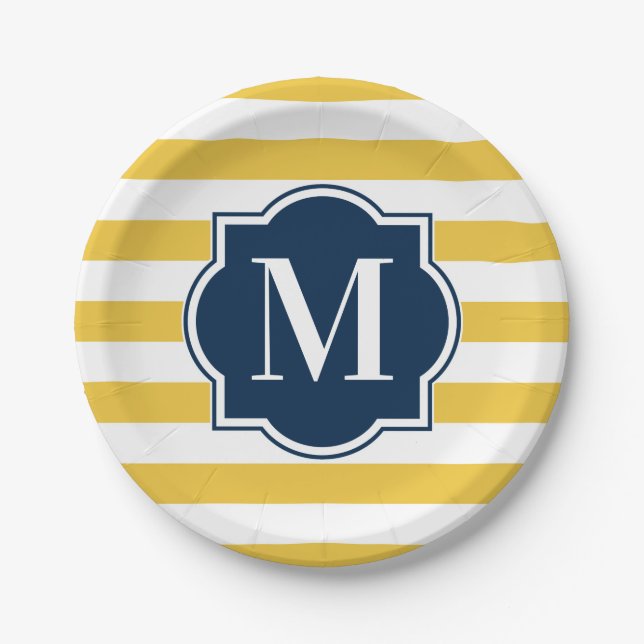 Yellow Stripes Paper Plate (Front)
