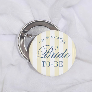 Yellow Stripes Retro Bride To Be 6 Cm Round Badge