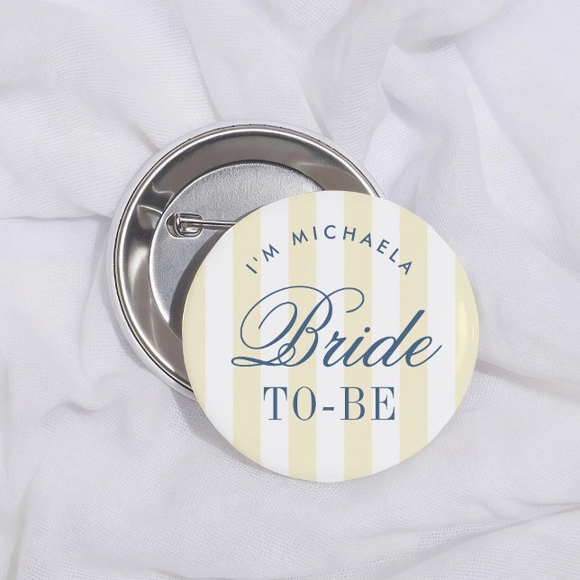 Yellow Stripes Retro Bride To Be 6 Cm Round Badge (Creator Uploaded)