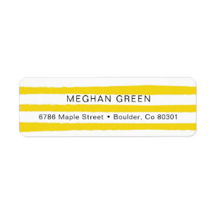 Yellow Stripes   Return Address Label