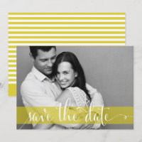Yellow Stripes Save the Date Photo Announcement