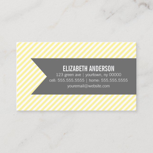 Yellow Stripes Social Calling Cards (Front)