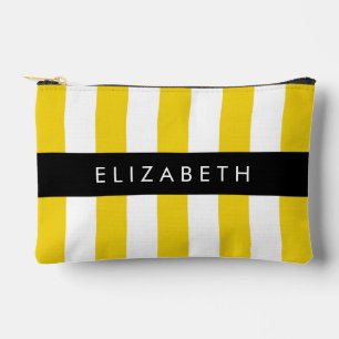 Yellow Stripes, Striped Pattern, Lines, Your Name Accessory Pouch