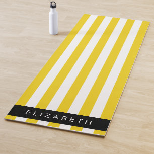 Yellow Stripes, Striped Pattern, Lines, Your Name Yoga Mat