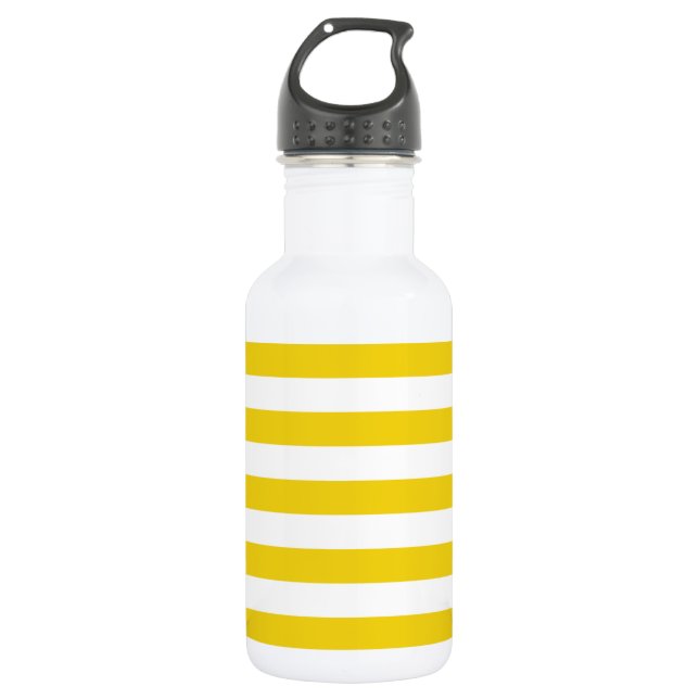 Yellow Stripes, White Stripes, Striped Pattern 532 Ml Water Bottle (Front)