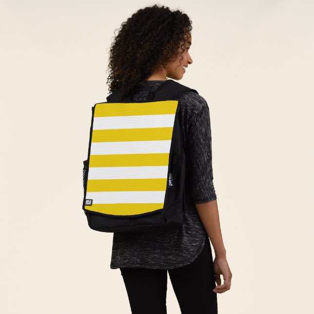 Yellow Stripes, White Stripes, Striped Pattern Backpack (Worn)