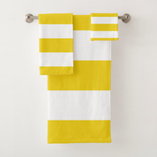 Yellow Stripes, White Stripes, Striped Pattern Bath Towel Set