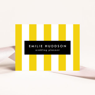 Yellow Stripes, White Stripes, Striped Pattern Business Card