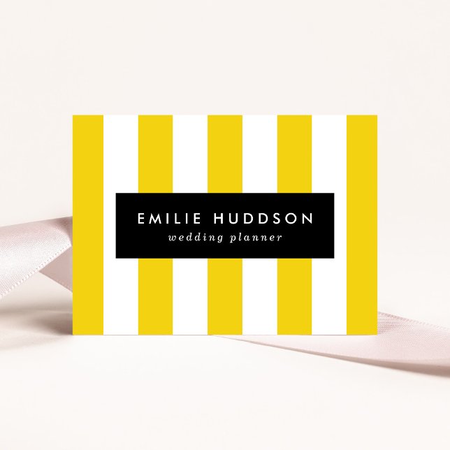 Yellow Stripes, White Stripes, Striped Pattern Business Card (Creator Uploaded)