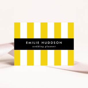 Yellow Stripes, White Stripes, Striped Pattern Business Card