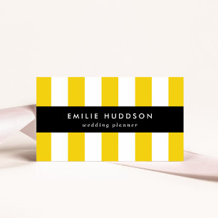 Yellow Stripes, White Stripes, Striped Pattern Business Card