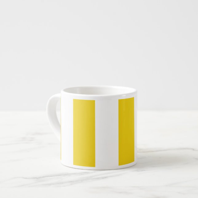 Yellow Stripes, White Stripes, Striped Pattern Espresso Cup (Front Left)