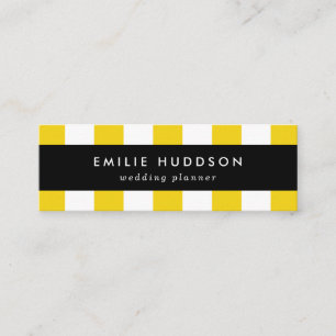 Yellow Stripes, White Stripes, Striped Pattern Mini Business Card
