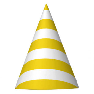 Yellow Stripes, White Stripes, Striped Pattern Party Hat