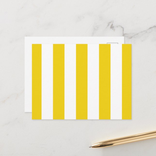 Yellow Stripes, White Stripes, Striped Pattern Postcard (Front/Back In Situ)