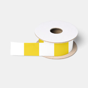 Yellow Stripes, White Stripes, Striped Pattern Satin Ribbon