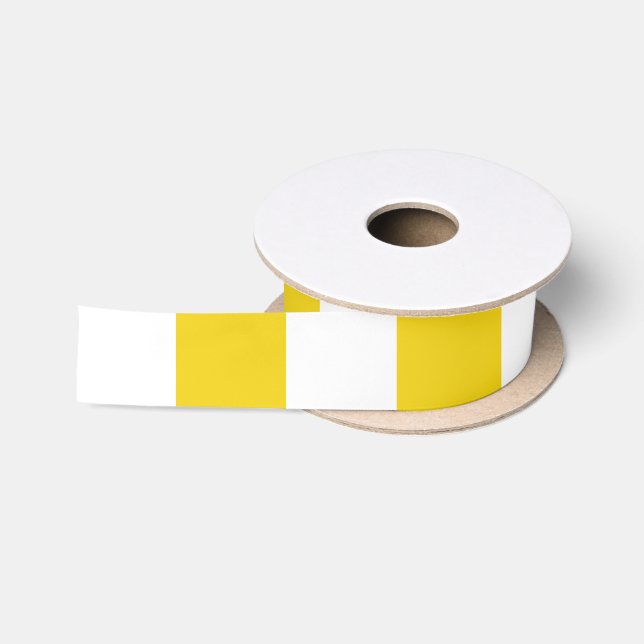 Yellow Stripes, White Stripes, Striped Pattern Satin Ribbon (Spool)