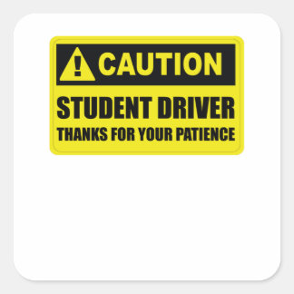Yellow Student Driver Please Be Patient Square Sticker