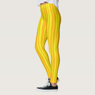 Yellow Stylish Stripes Pattern Design Leggings