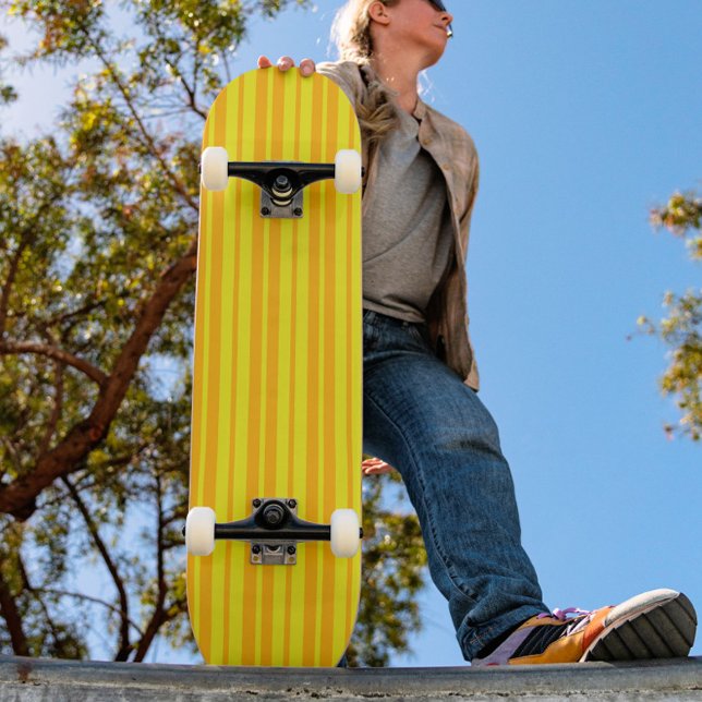 Yellow Stylish Stripes Pattern Design  Skateboard (Creator Uploaded)