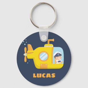 Yellow Submarine Boy Captain Kids Keychain