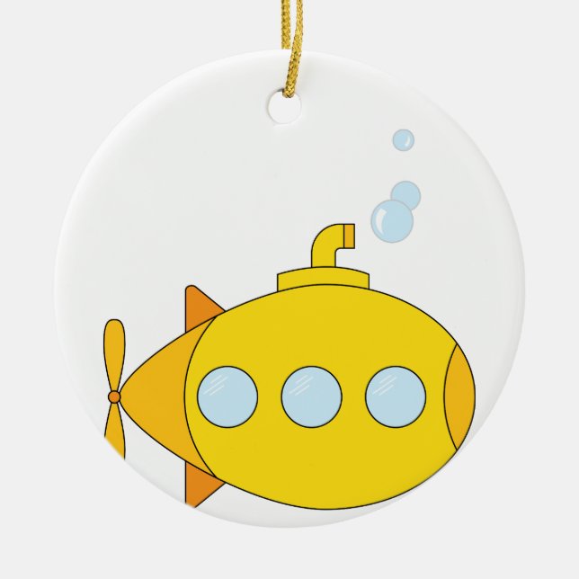 Yellow Submarine Ceramic Tree Decoration (Front)